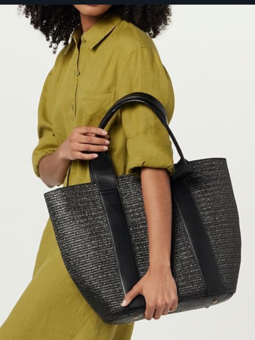 The Drop Tracy Large Canvas Detail Straw Tote